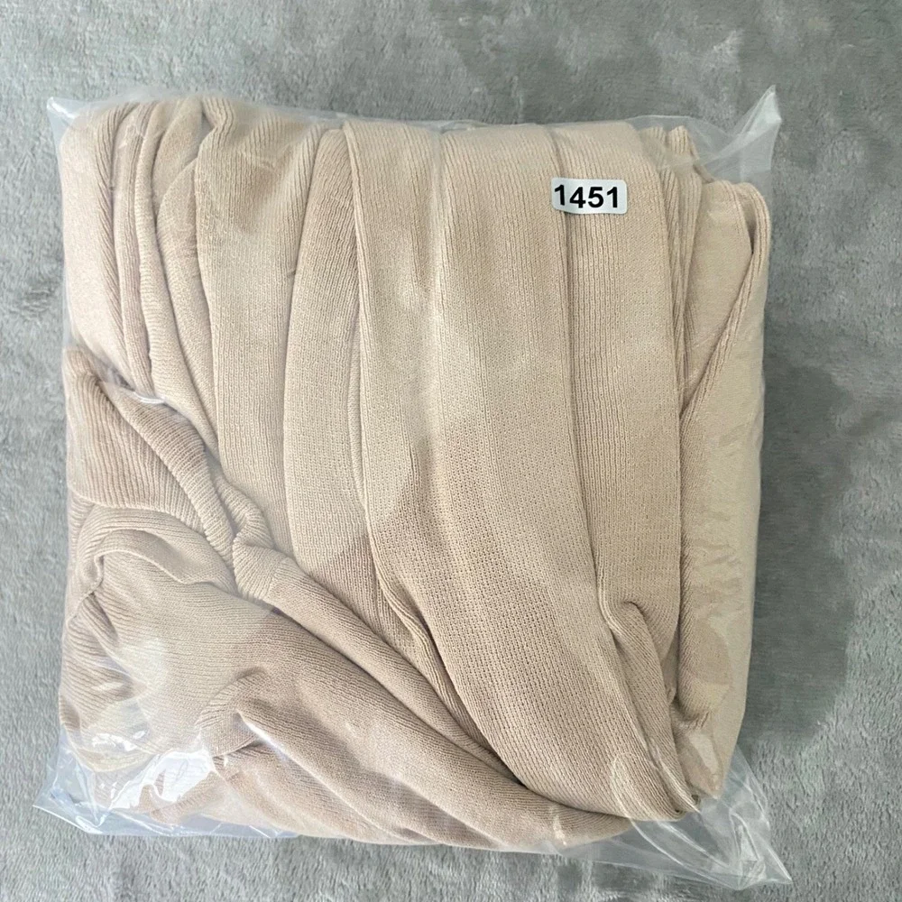 ELOQUII Cardigan Women‎ 18/20 Tan Open Front Longline Side Slit Duster Sweater